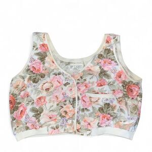 Vintage 1990s At Last Woman's Cream Floral Crop Top SZ L